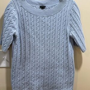 Talbots Blue Crew Neck Cable Knit Sweater